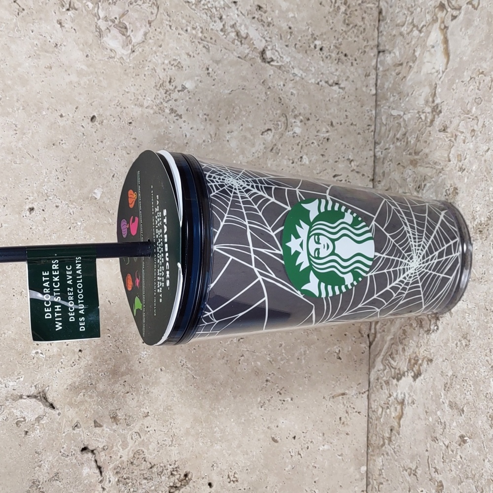 Starbucks 2021 Halloween Spider Web Glow In The Dark 16oz Acrylic Tumbler